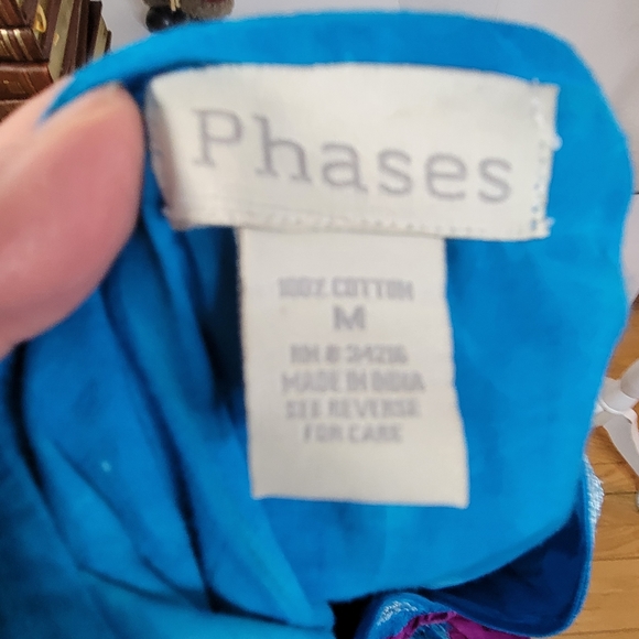 Phases Women's 100% Cotton Tie Dyed V-neck Embordered Dress size Med - Picture 7 of 9